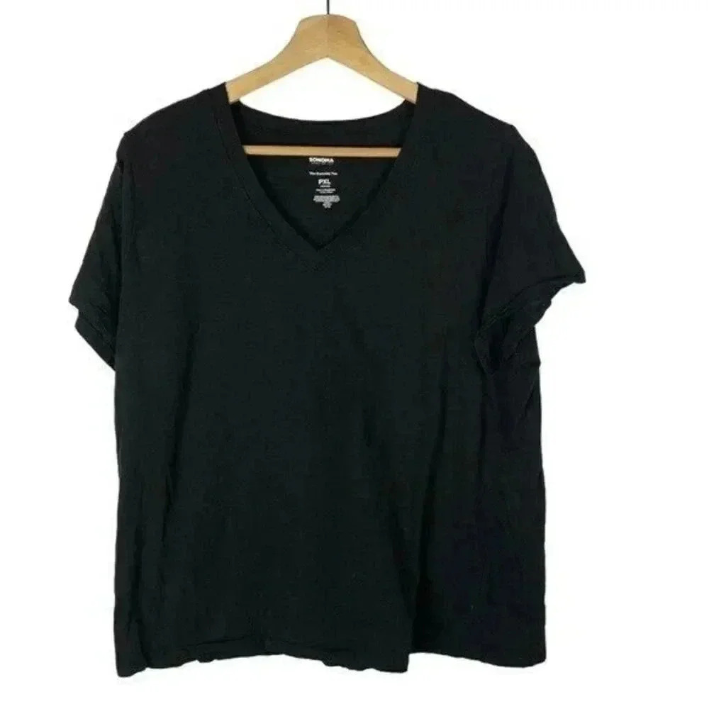 Sonoma Petite Black The Everyday V Neck Short Sleeve T-Shirt XL